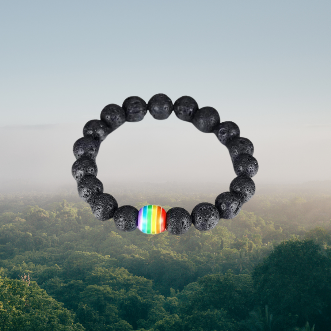 Natural Stone Rainbow Black Beaded Bracelets